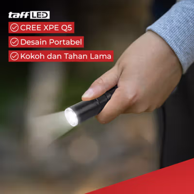 TaffLED Senter LED Mini Cree XPE Q5 2000 Lumens - Mini864 - Black — gambar 3