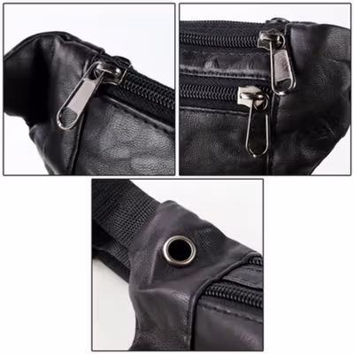 Rhodey Tas Pinggang Selempang Pria Waistbag Bahan Kulit - 1851 - Black — gambar 3