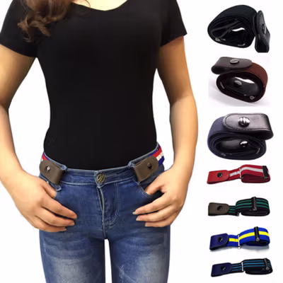 HENGREDA Ikat Pinggang Klip Elastis Buckle Free Belt - HENG-BELT01 - Black — gambar 3