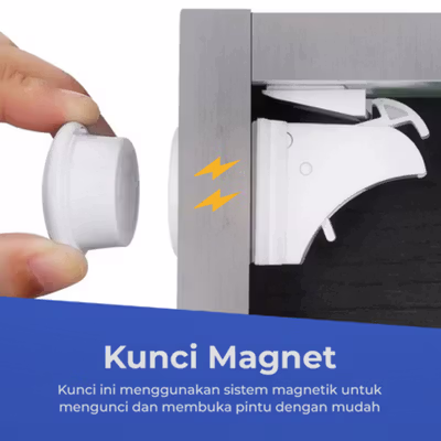 KOOLBOY Kunci Laci Lemari Magnetic 10 Lock 2 Key - LK-002-KB - White — gambar 3
