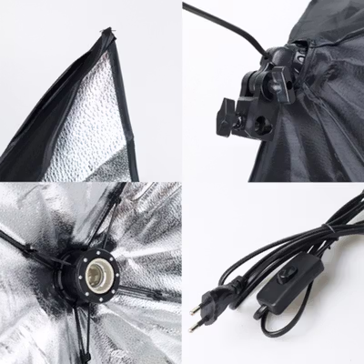 TaffSTUDIO Payung Lighting Softbox Reflektor 50x50cm E27 Single Socket - LD-TZ206 - Black — gambar 3