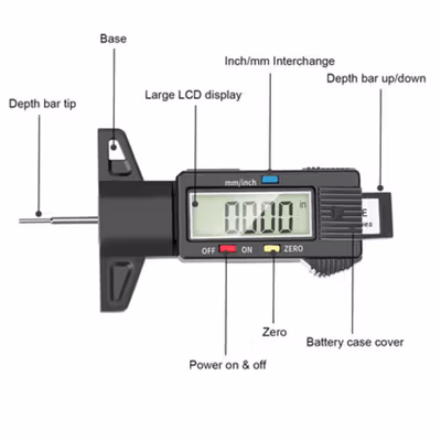 GemRed Alat Ukur Kedalaman Ban Digital Tyre Tread Depth Gauge - QST-601 - Black — gambar 3