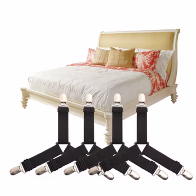 GCDHome Penjepit Ujung Sprei Kasur Bed Sheet Clip Holder 4 PCS - FS-1809 - Black — gambar 3