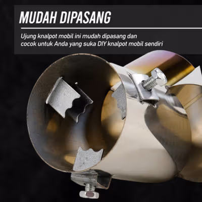 MYXDEC Pipa Ekor Ujung Knalpot Modif Mobil Racing Dua Lubang - EX-1025 - Silver Blue — gambar 3