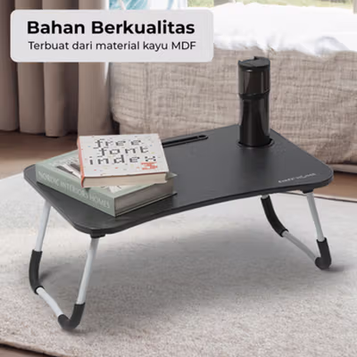 TaffHOME Stand Meja Laptop Lipat Foldable Notebook Desk Table - BC60 - Black — gambar 3