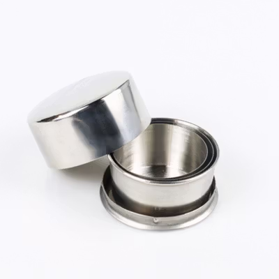 TaffSPORT Gelas Lipat Stainless Steel Foldable Cup Carabiner 140ml - BS150 - Silver — gambar 3