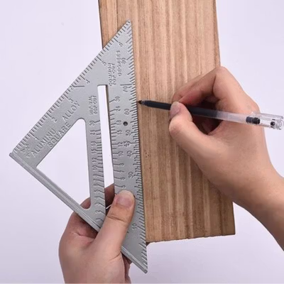 Taffware Penggaris Siku Mistar Segitiga Triangle Ruler Aluminium Alloy - VK18 - Gray — gambar 3