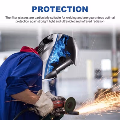 TaffGUARD Helm Las Otomatis Auto Darkening Welding Helmet - HW10 - Black/Blue — gambar 3