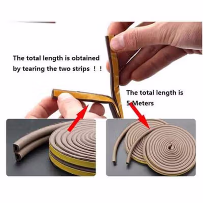 TaffHOME Lis Strip Pintu Door Noise Insulation D Tape 9x6mm 10M - KK-062 - White — gambar 3