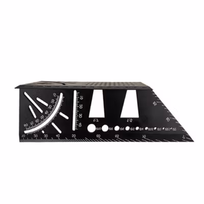 ABEDOE Penggaris Angle Ruler Mark Line 3D Measuring Tool Aluminium - M142 - Black — gambar 3
