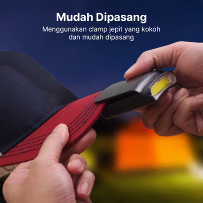 TaffLED Senter Clip-on Topi Headlamp Cap LED COB - M1800 - Black — gambar 3
