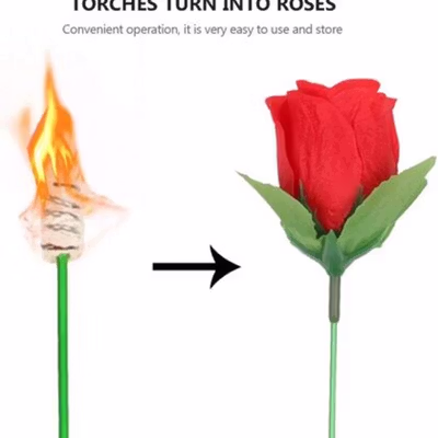 Firlar Sulap Bunga Mawar Api Torch to Rose Flower Magic Trick - 82120 - No Color — gambar 3