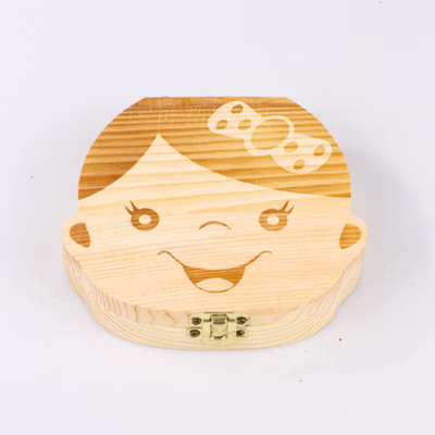 Kotak Tempat Gigi Susu Bayi Baby Teeth Wood Box Bayi Perempuan - No Color — gambar 3