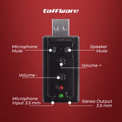 Taffware USB 7.1 Channel Sound Card Adapter - TC-03 - No Color — gambar 3