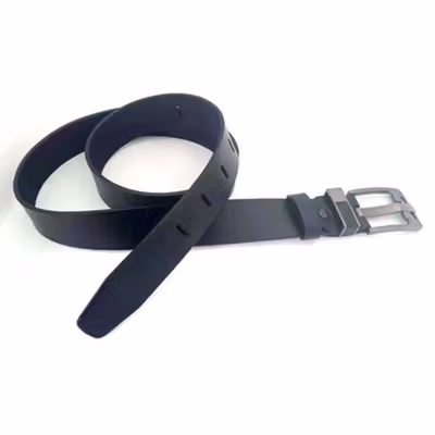 Baieku Tali Ikat Pinggang Pria Bahan Kulit - B1100 - Black — gambar 3