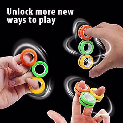 Lyshare Mainan Anak Magnetic Fidget Spinner Ring Children Toy - 77894 - Multi-Color — gambar 3