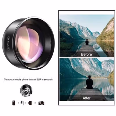 APEXEL Lensa Kamera Smartphone Universal Clip 2X Telephoto Lens - APL-HB2X - Black — gambar 3