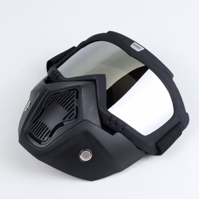 TaffSPORT BOLLFO Kacamata Goggles Mask Motor Retro Windproof - MT-04 - Black/Silver — gambar 3