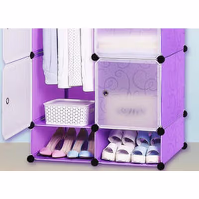 TaffHOME Lemari Plastik DIY Multifungsi Wardrobe Storage Box 6 Pintu - LBXJ019 - Black — gambar 3