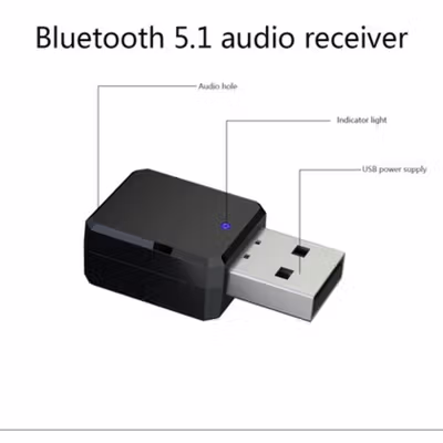 BUNDWIN Adapter Audio Receiver USB Bluetooth 5.1 - KN318 - Black — gambar 3