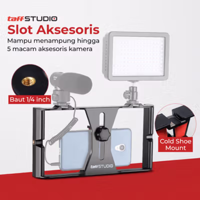TaffSTUDIO Smartphone Handheld U-Rig Stabilizer 4-7 Inch - BY-MM1 - Black/Red — gambar 3