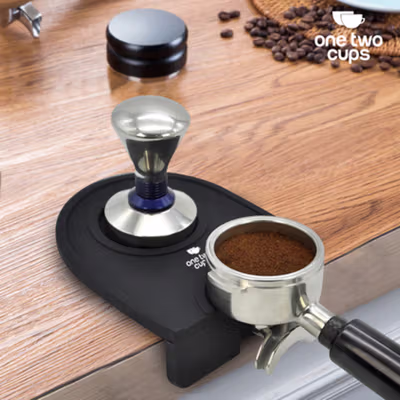 One Two Cups Silicone Holder Mat Tamper Kopi Espresso Barista - 0310 - Black — gambar 3