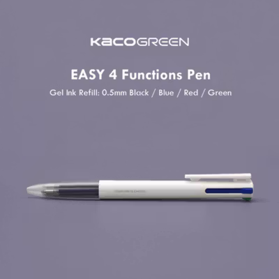 Kaco EASY 4 in 1 Multifunction Gel Pen Pena Pulpen Bolpoin 0.5mm 1 PCS - K1041 (Black Blue Red Green Ink) - White — gambar 3