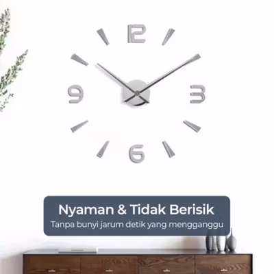 TaffHOME Jam Dinding Bulat DIY Quartz Silent Movement 90-100cm - DIY-104 - Silver — gambar 3