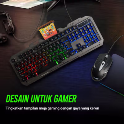 LDKai Gaming Keyboard LED with Mouse - 828 - Black — gambar 3