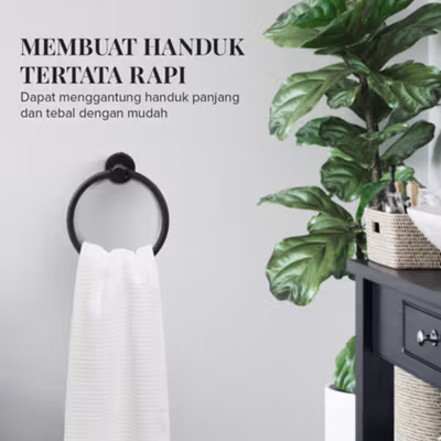 Sunydeal Gantungan Handuk Kamar Mandi Towel Holder Ring - E1913 - Black — gambar 3