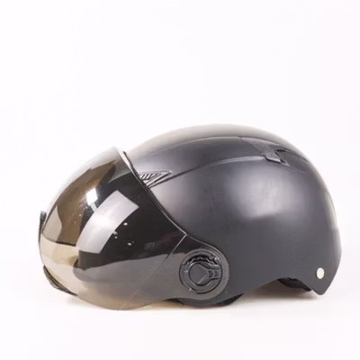 TaffSPORT Helm Sepeda Skuter Elektrik Half Face Visor - 328 - Black — gambar 3
