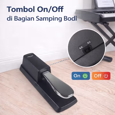 TaffSTUDIO Pedal Damper Sustain Piano Keyboard Universal Jack 6.35 mm - WTB-005 - Black — gambar 3