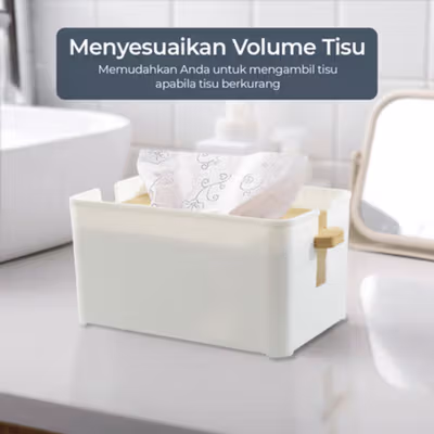 TaffHOME Kotak Tisu Kayu Minimalis Tissue Box - TS001 - White — gambar 3