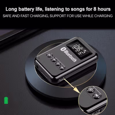 TKXEC Audio Bluetooth 5.0 Transmitter Receiver Adapter AUX FM - K6 - Black — gambar 3