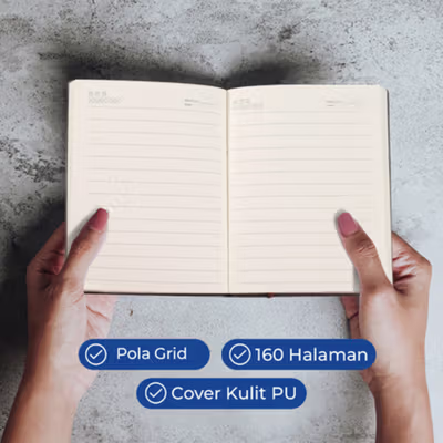 Toddi Notebook Jurnal A6 Mini 160 Halaman Cover PU Leather Premium - CW-32 - Gray — gambar 3