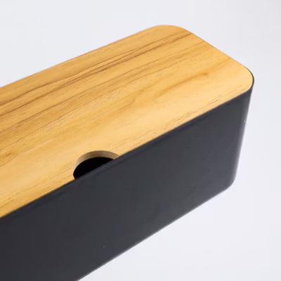 CARPRIE Kotak Kayu Organizer Manajemen Kabel Charger - FT-100 - Black — gambar 3