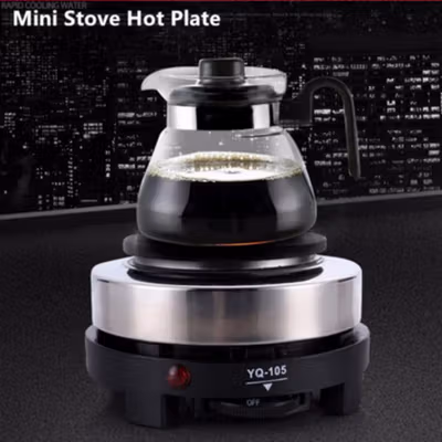 YONG QIAN Pemanas Kopi Susu Air Minuman Mini Heater Stove Pot 500W - YQ-105 - Black — gambar 3