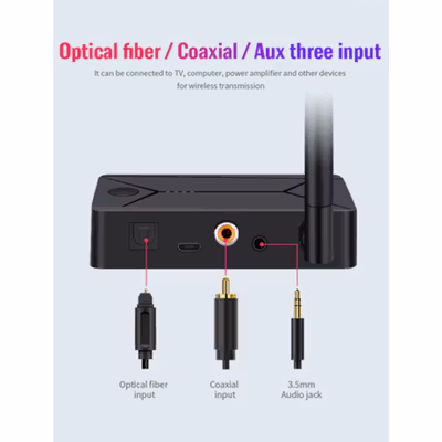 TKXEC Audio Bluetooth 5.0 Transmitter Adapter Coaxial AUX Optical - TX13 - Black — gambar 3