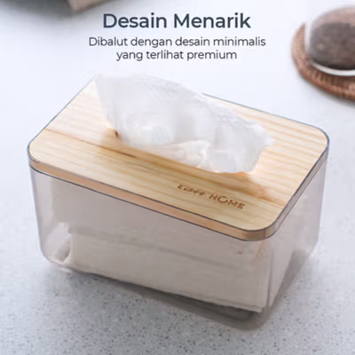 TaffHOME Kotak Tisu Kayu Nordic Minimalist Tissue Box Organizer Small - ZJ11 - Gray — gambar 3