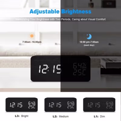 LikyYou Jam Meja Digital LED Clock Temperature Humidity Control - CYP-105 - Black — gambar 3