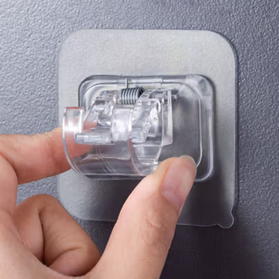 TaffHOME Clamp Gantungan Adhesive Wall Hanger Curtain Rod 2 PCS - TC22 - Transparent — gambar 3