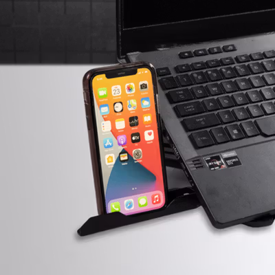 ICE COOREL Laptop Stand Adjustable Angle with Smartphone Holder - E5 - Black — gambar 3