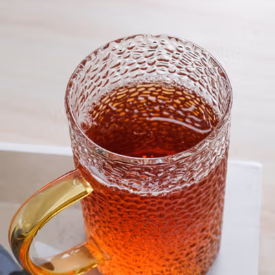 Miflame Cangkir Kopi Kaca Tahan Panas Hammer Aesthetic Mug 300ml - JJ916 - Transparent — gambar 3