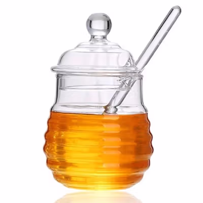 BalmyDays Gelas Tempat Madu dan Selai Borosilicate Glass 250ml - S2083 - Transparent — gambar 3