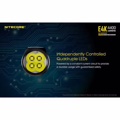 NITECORE Senter LED CREE XP-L2 V6 Rechargeable IP68 4400 Lumens - E4K - Black — gambar 3