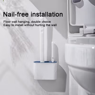 BOUSSAC Sikat WC Toilet Kamar Mandi TPR Silicone Bathroom Brush - HS-338 - Gray — gambar 3