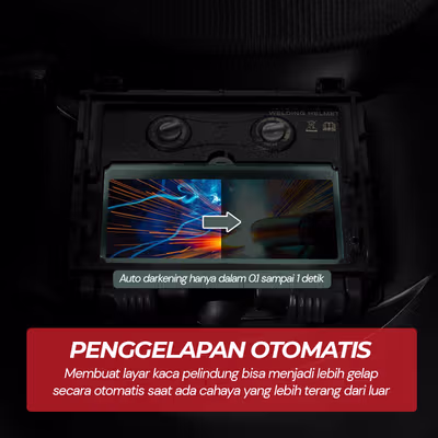 TaffGUARD DEKO Helm Las Otomatis Auto Darkening Welding Helmet - HW24 - Black — gambar 3
