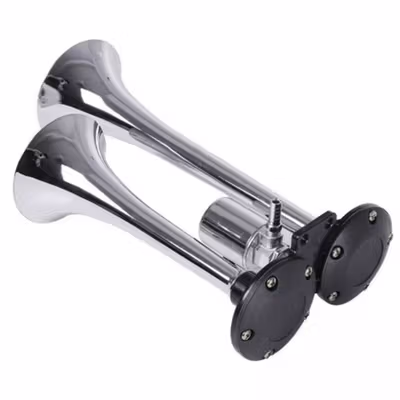 HEYVO Klakson Trompet Mobil Dual Air Horn 300dB 12V/24V - LD-201 - Silver — gambar 3