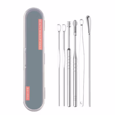 CWE Set Pembersih Telinga Korek Kuping 6 PCS - CW35 - Silver — gambar 3