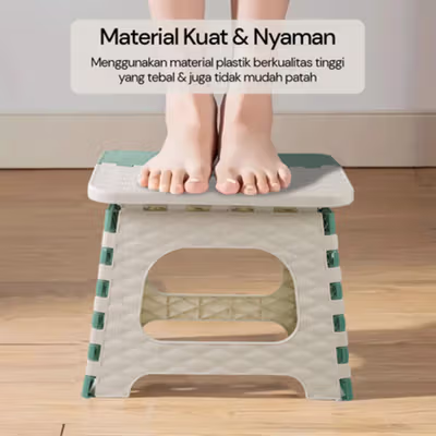 HUIXINGWANG Kursi Lipat Foldable Chair Stool - DCC02 - White/Green — gambar 3